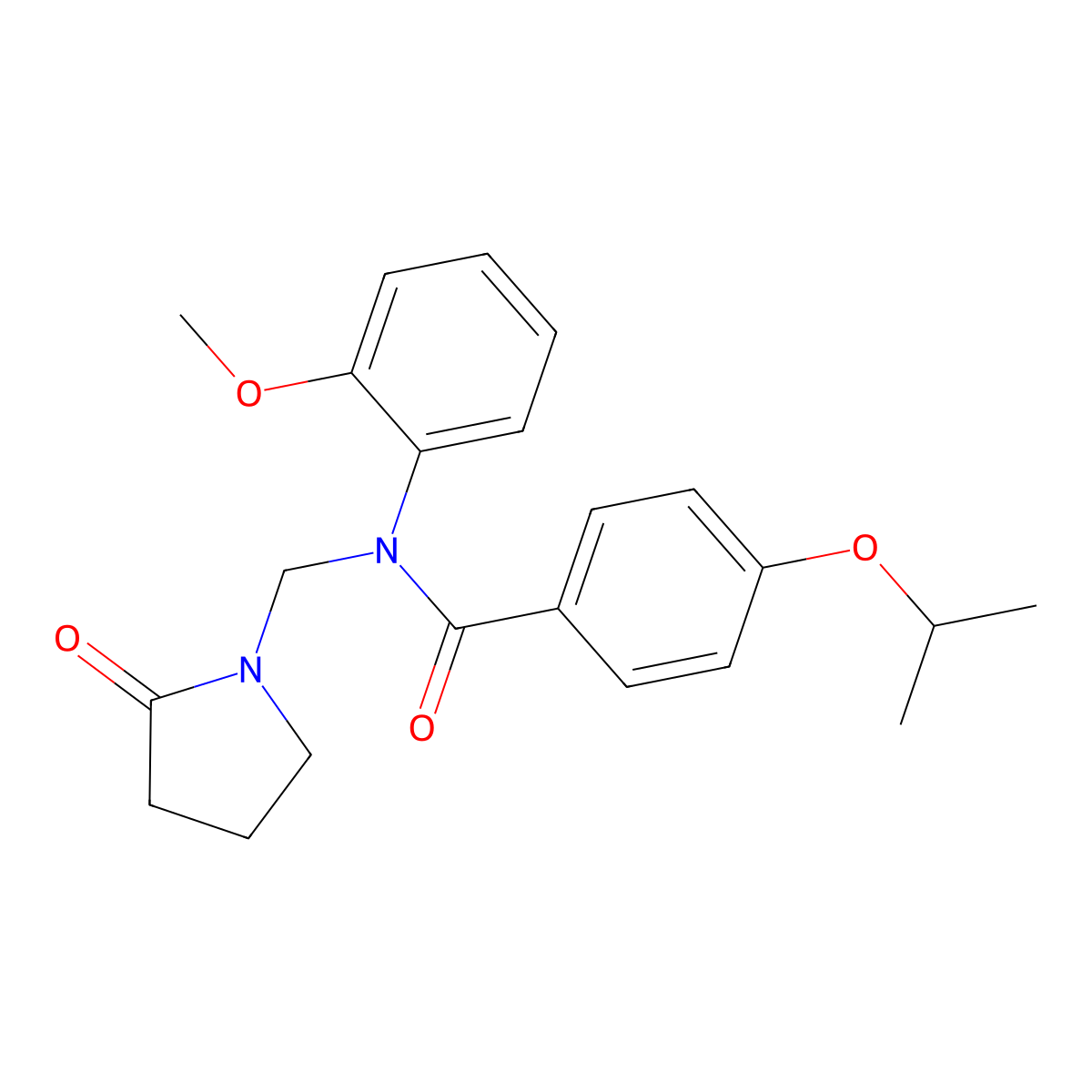 4-isopropoxy-N-(2-methoxyphenyl)-N-((2-oxopyrrolidin-1-yl)methyl)benzamide molecular structure, CAS 852155-56-7