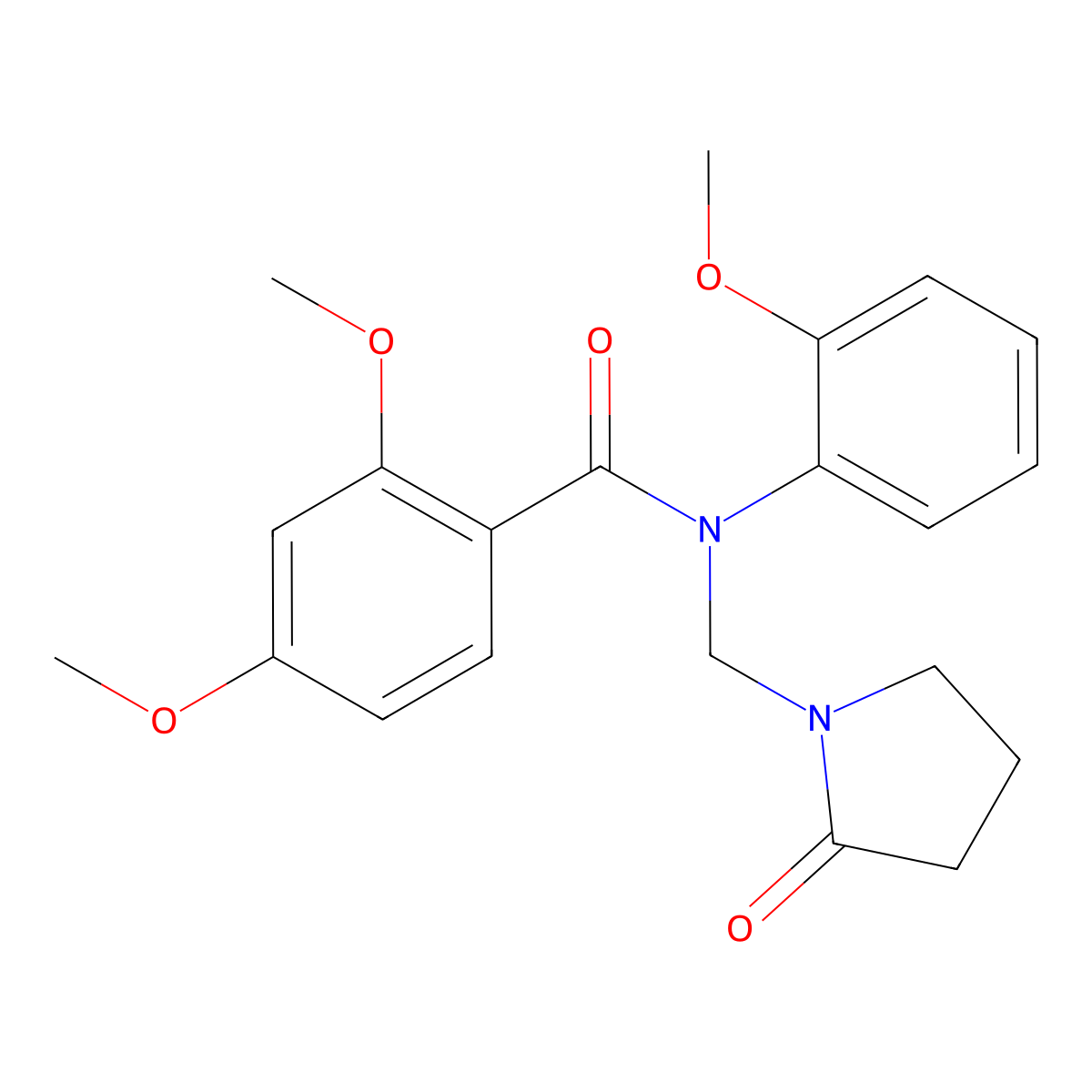 2,4-dimethoxy-N-(2-methoxyphenyl)-N-[(2-oxopyrrolidin-1-yl)methyl]benzamide molecular structure, CAS 852155-57-8