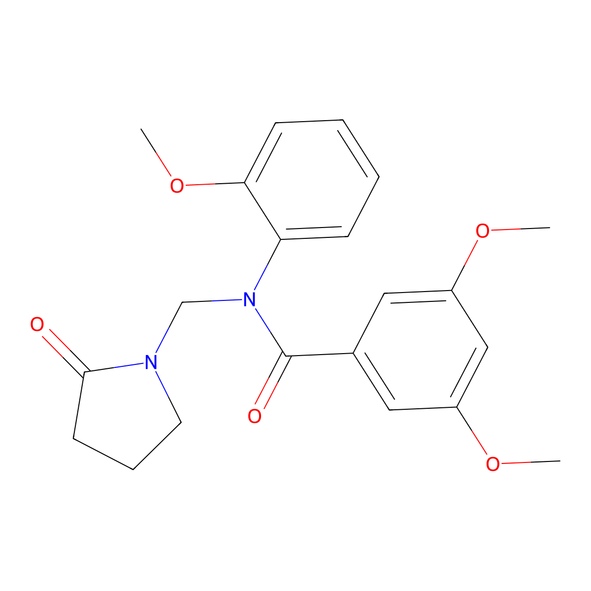 3,5-dimethoxy-N-(2-methoxyphenyl)-N-[(2-oxopyrrolidin-1-yl)methyl]benzamide molecular structure, CAS 852155-60-3