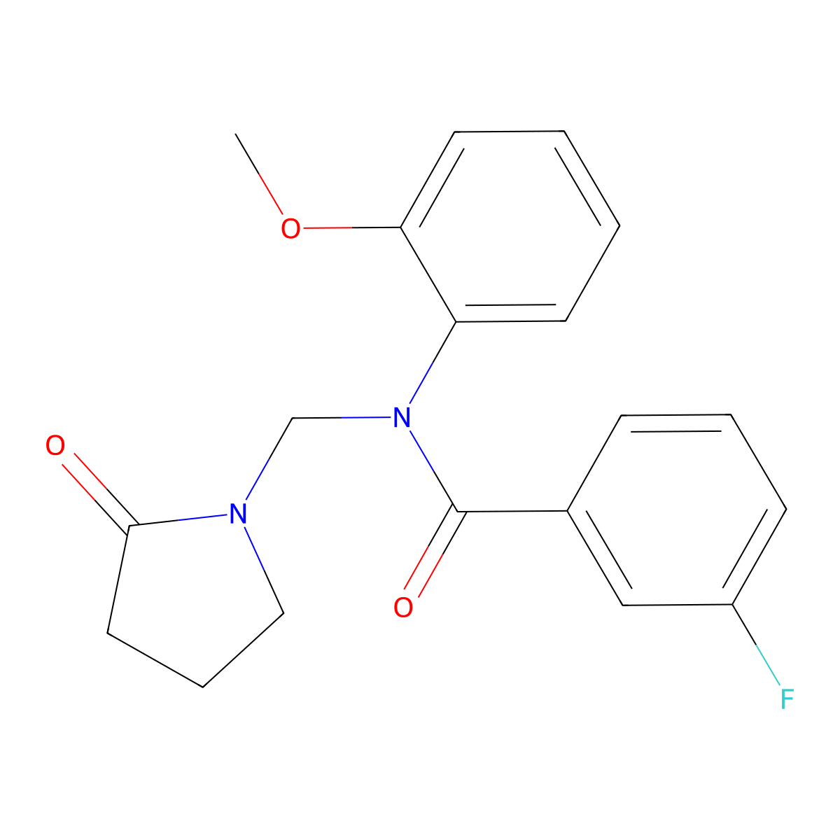 3-fluoro-N-(2-methoxyphenyl)-N-[(2-oxopyrrolidin-1-yl)methyl]benzamide molecular structure, CAS 852155-62-5