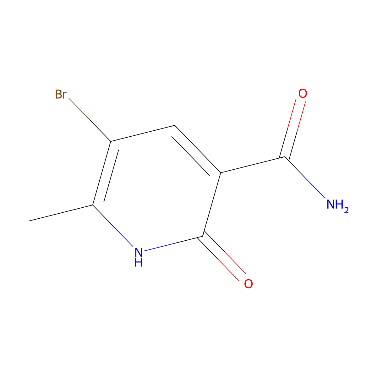 5-Bromo-6-methyl-2-oxo-1,2-dihydropyridine-3-carboxamide molecular structure, CAS 85216-57-5