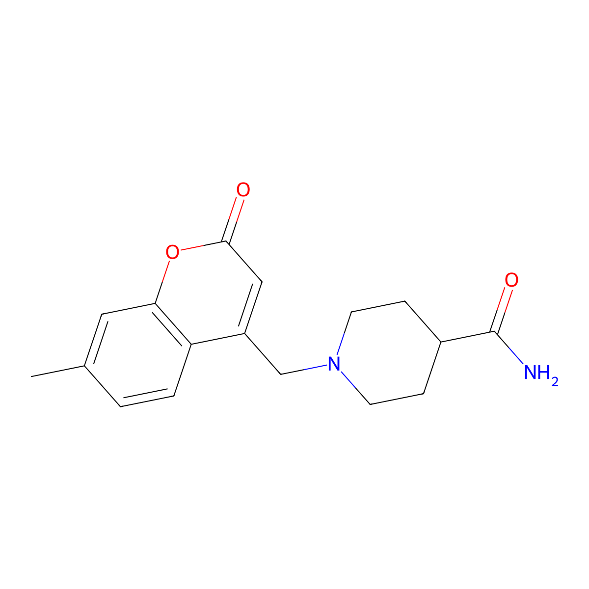 1-[(7-Methyl-2-oxochromen-4-yl)methyl]piperidine-4-carboxamide molecular structure, CAS 852165-18-5