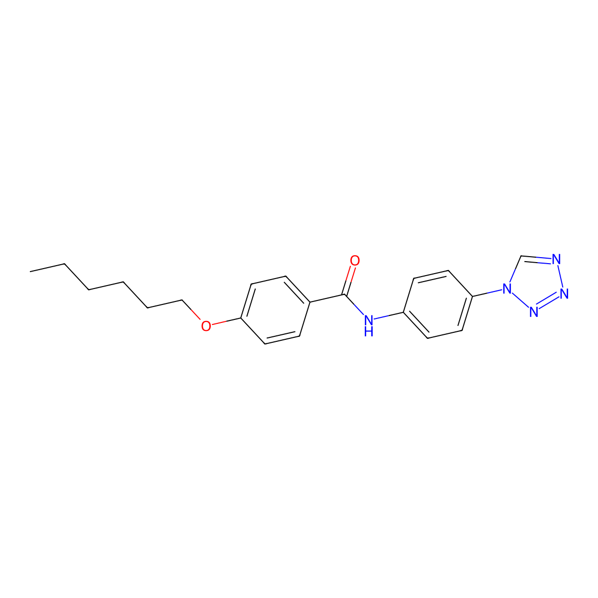 4-(hexyloxy)-N-[4-(1H-tetrazol-1-yl)phenyl]benzamide molecular structure, CAS 852166-63-3