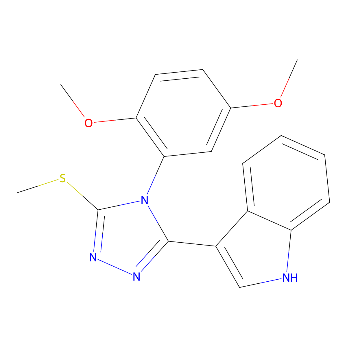 3-(4-(2,5-dimethoxyphenyl)-5-(methylthio)-4H-1,2,4-triazol-3-yl)-1H-indole molecular structure, CAS 852167-33-0