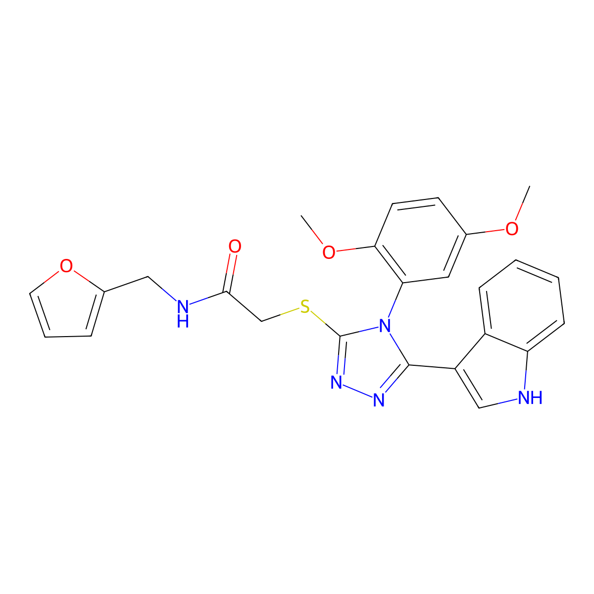 2-((4-(2,5-dimethoxyphenyl)-5-(1H-indol-3-yl)-4H-1,2,4-triazol-3-yl)thio)-N-(furan-2-ylmethyl)acetamide molecular structure, CAS 852167-41-0