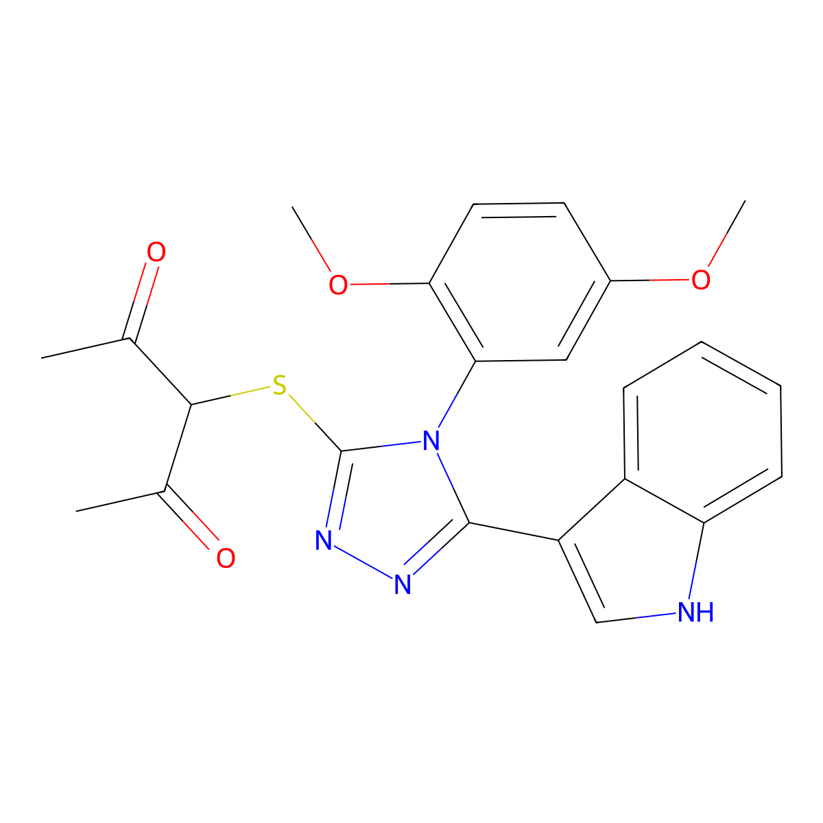 3-((4-(2,5-dimethoxyphenyl)-5-(1H-indol-3-yl)-4H-1,2,4-triazol-3-yl)thio)pentane-2,4-dione molecular structure, CAS 852167-50-1