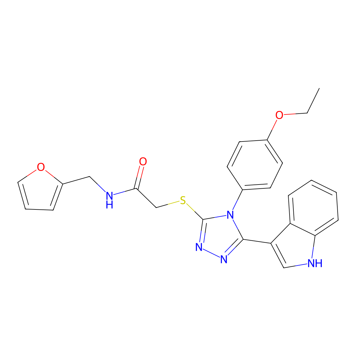 2-((4-(4-ethoxyphenyl)-5-(1H-indol-3-yl)-4H-1,2,4-triazol-3-yl)thio)-N-(furan-2-ylmethyl)acetamide molecular structure, CAS 852167-54-5