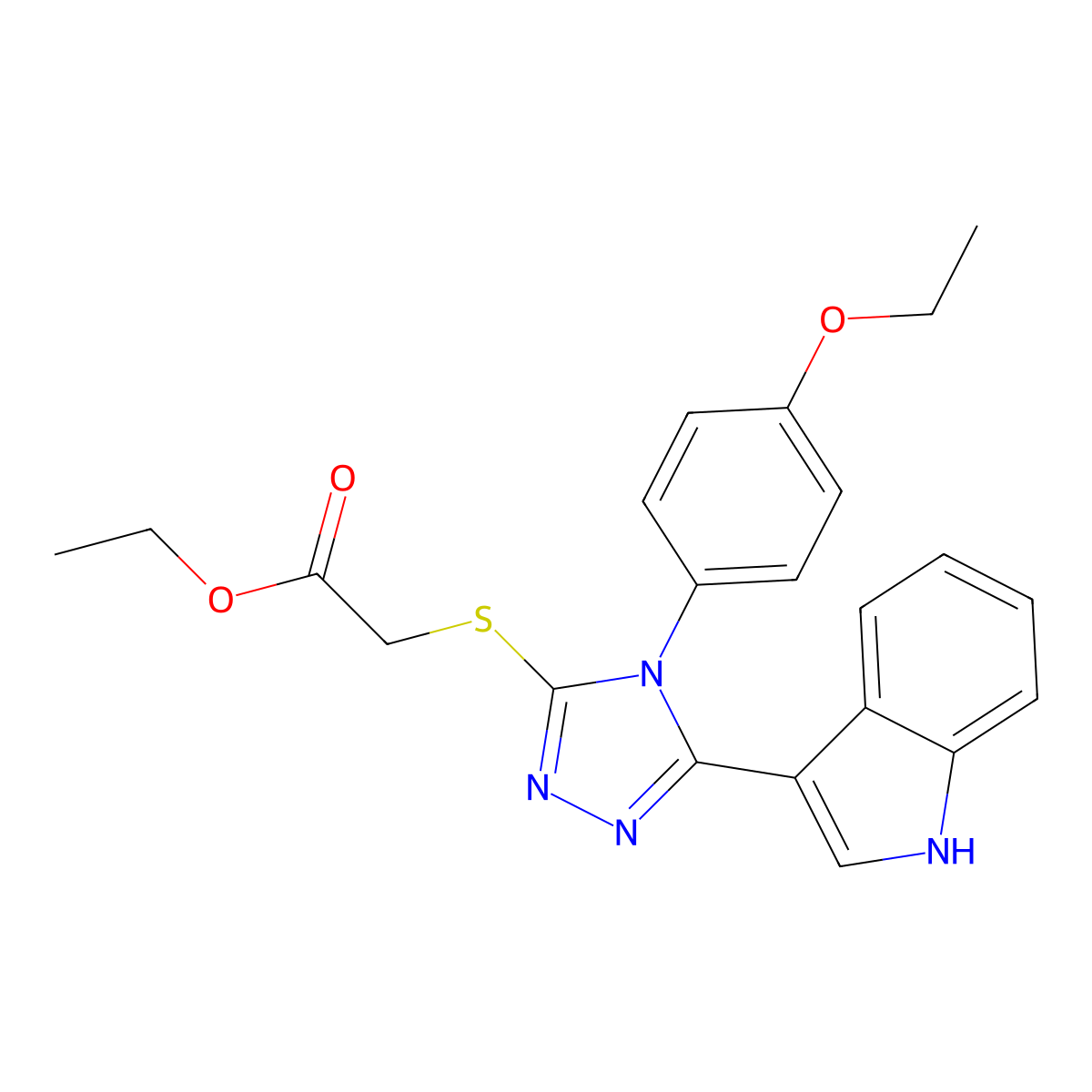 ethyl 2-((4-(4-ethoxyphenyl)-5-(1H-indol-3-yl)-4H-1,2,4-triazol-3-yl)thio)acetate molecular structure, CAS 852167-56-7