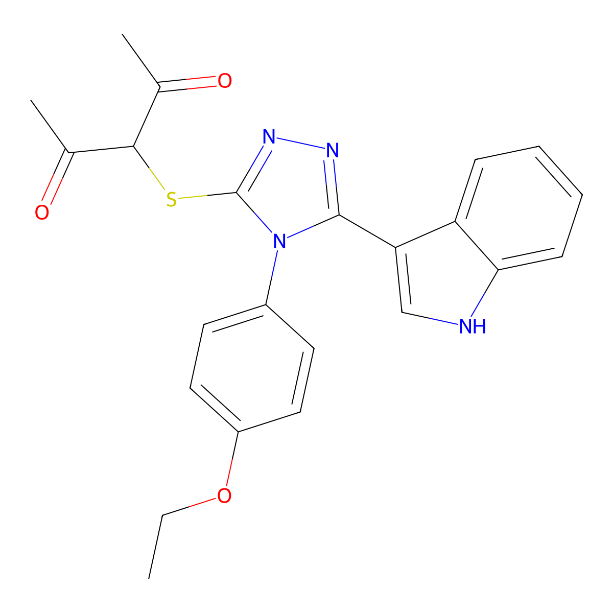 3-((4-(4-ethoxyphenyl)-5-(1H-indol-3-yl)-4H-1,2,4-triazol-3-yl)thio)pentane-2,4-dione molecular structure, CAS 852167-57-8