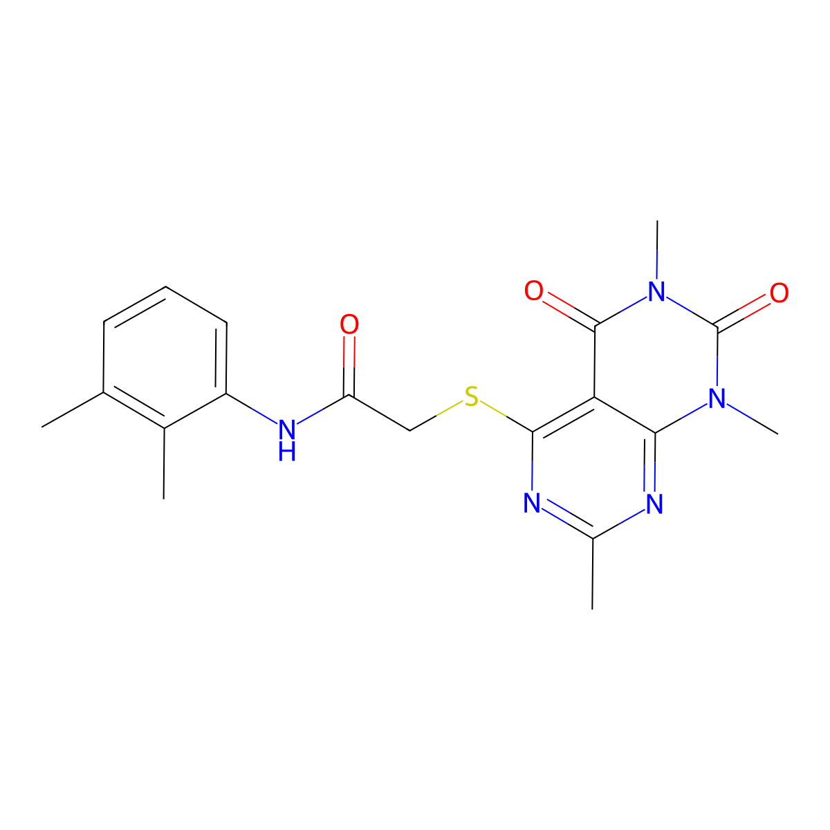 N-(2,3-dimethylphenyl)-2-(1,3,7-trimethyl-2,4-dioxopyrimido[4,5-d]pyrimidin-5-yl)sulfanylacetamide molecular structure, CAS 852168-02-6