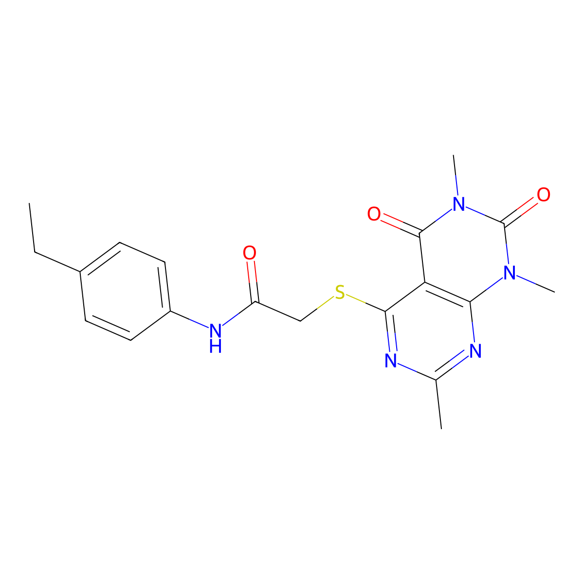 N-(4-ethylphenyl)-2-(1,3,7-trimethyl-2,4-dioxopyrimido[4,5-d]pyrimidin-5-yl)sulfanylacetamide molecular structure, CAS 852168-07-1