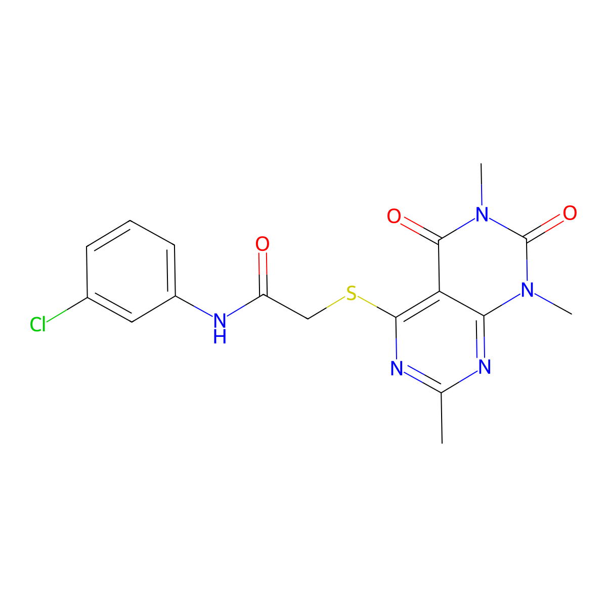 N-(3-chlorophenyl)-2-((2,6,8-trimethyl-5,7-dioxo-5,6,7,8-tetrahydropyrimido[4,5-d]pyrimidin-4-yl)thio)acetamide molecular structure, CAS 852168-12-8