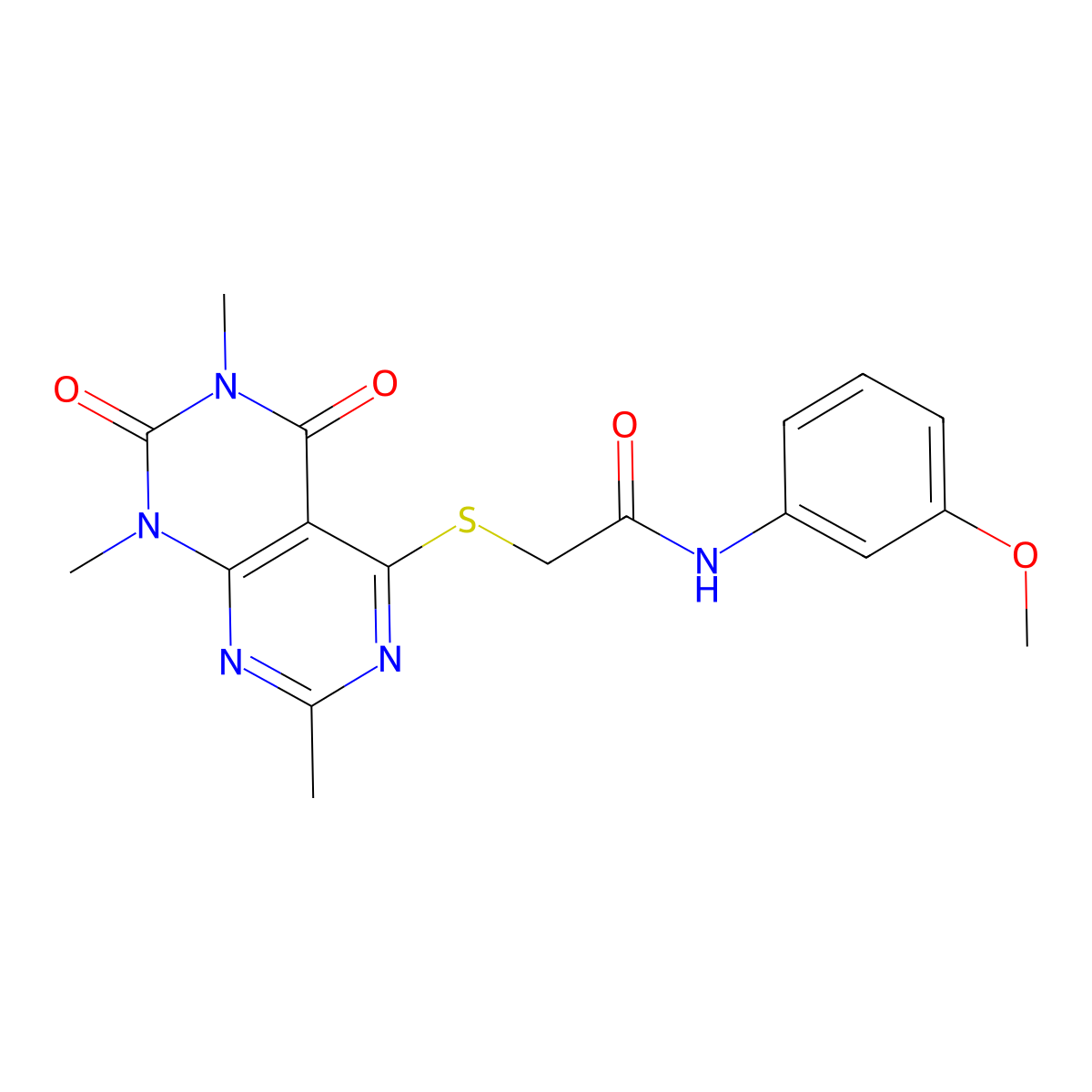 N-(3-methoxyphenyl)-2-((2,6,8-trimethyl-5,7-dioxo-5,6,7,8-tetrahydropyrimido[4,5-d]pyrimidin-4-yl)thio)acetamide molecular structure, CAS 852168-20-8