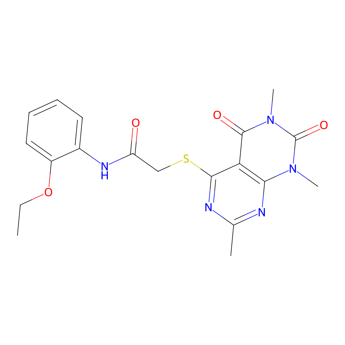 N-(2-ethoxyphenyl)-2-(1,3,7-trimethyl-2,4-dioxopyrimido[4,5-d]pyrimidin-5-yl)sulfanylacetamide molecular structure, CAS 852168-22-0