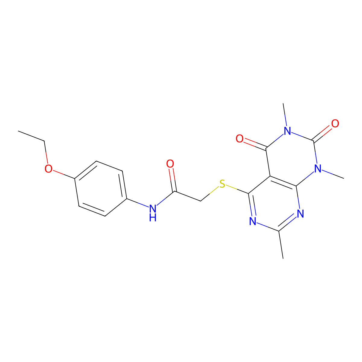 N-(4-ethoxyphenyl)-2-(1,3,7-trimethyl-2,4-dioxopyrimido[4,5-d]pyrimidin-5-yl)sulfanylacetamide molecular structure, CAS 852168-23-1