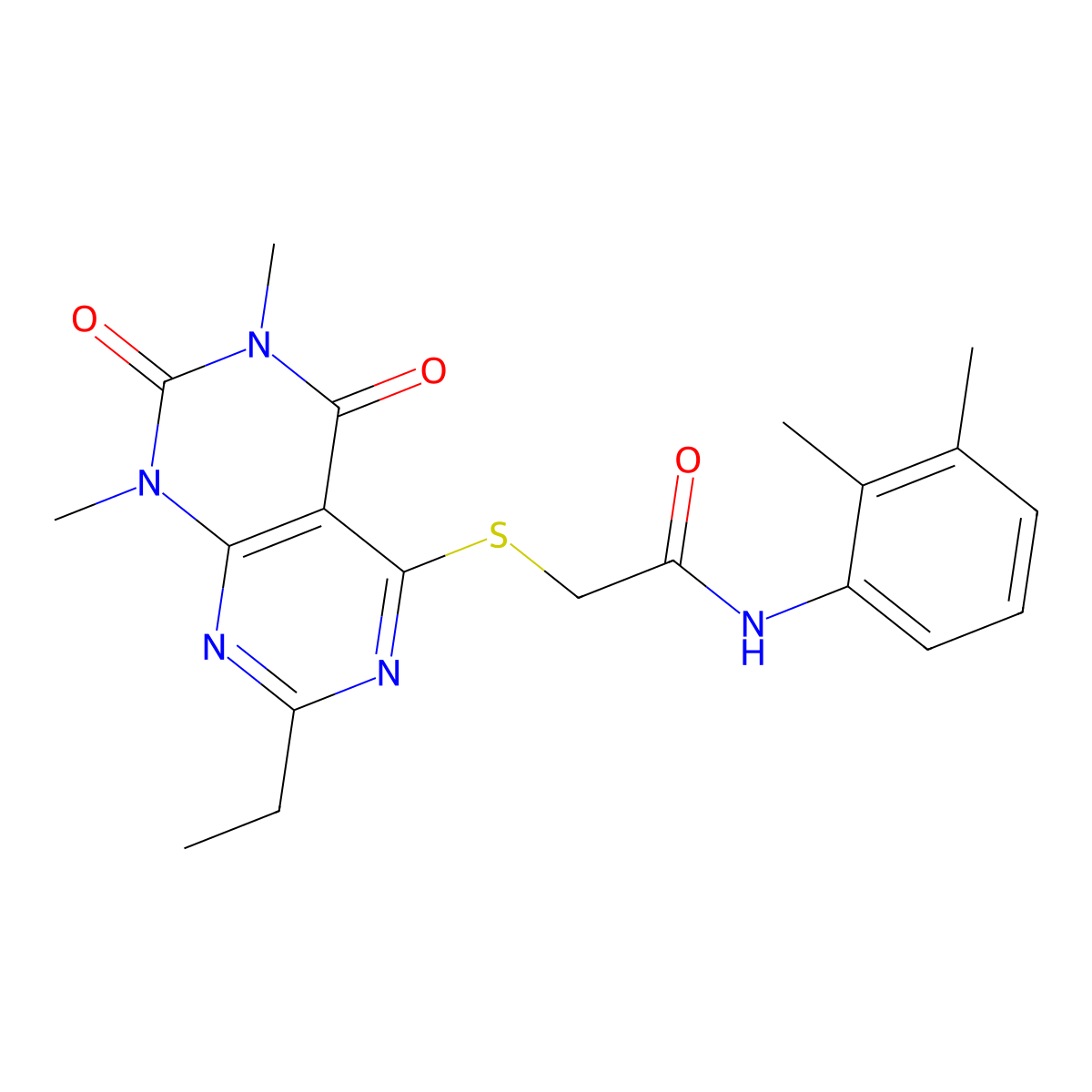N-(2,3-dimethylphenyl)-2-(7-ethyl-1,3-dimethyl-2,4-dioxopyrimido[4,5-d]pyrimidin-5-yl)sulfanylacetamide molecular structure, CAS 852169-44-9