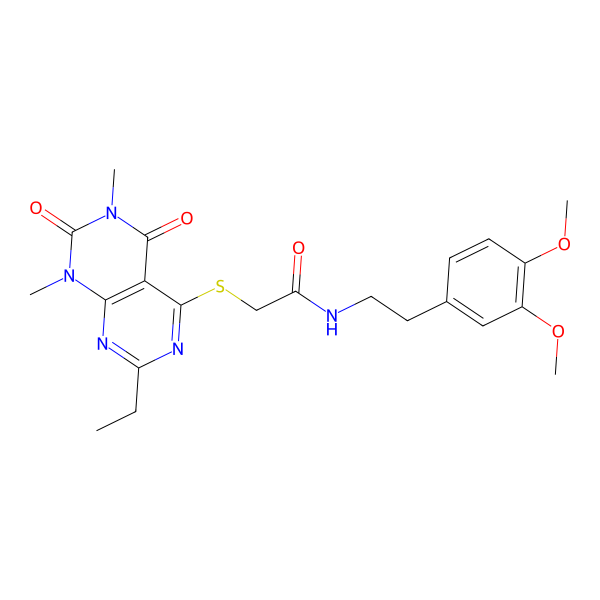N-[2-(3,4-dimethoxyphenyl)ethyl]-2-(7-ethyl-1,3-dimethyl-2,4-dioxopyrimido[4,5-d]pyrimidin-5-yl)sulfanylacetamide molecular structure, CAS 852170-18-4