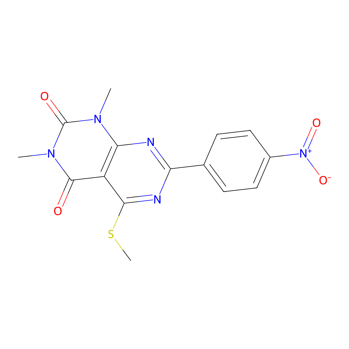 1,3-Dimethyl-5-methylsulfanyl-7-(4-nitrophenyl)pyrimido[4,5-d]pyrimidine-2,4-dione molecular structure, CAS 852171-45-0