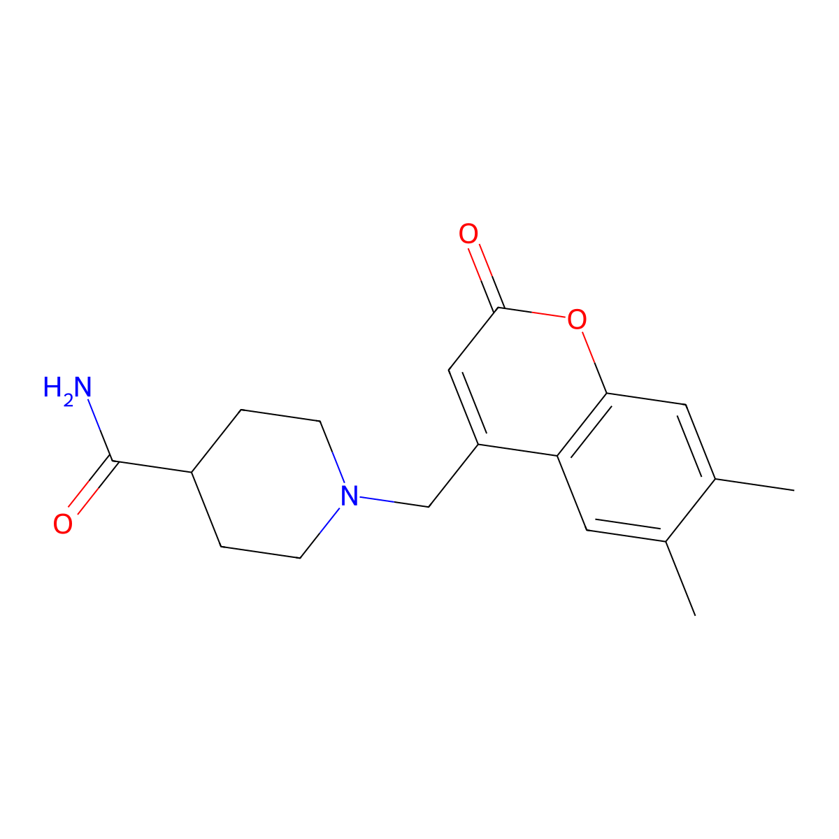 1-[(6,7-Dimethyl-2-oxochromen-4-yl)methyl]piperidine-4-carboxamide molecular structure, CAS 852173-91-2