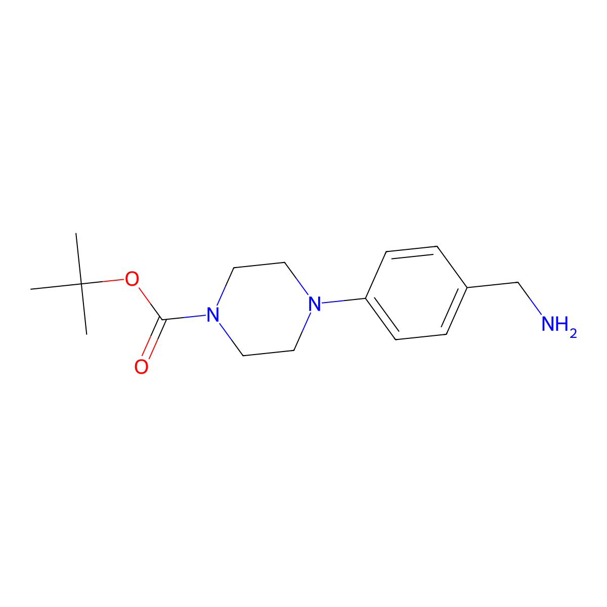 1,1-Dimethylethyl 4-[4-(aminomethyl)phenyl]-1-piperazinecarboxylate molecular structure, CAS 852180-47-3