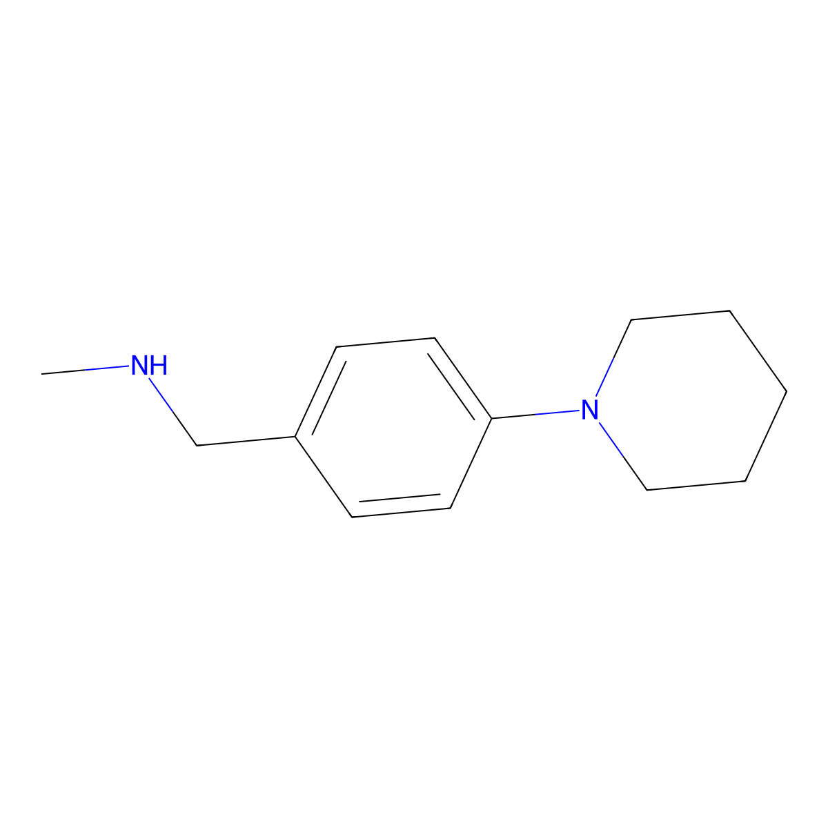 Methyl(((4-(piperidin-1-yl)phenyl)methyl))amine molecular structure, CAS 852180-55-3