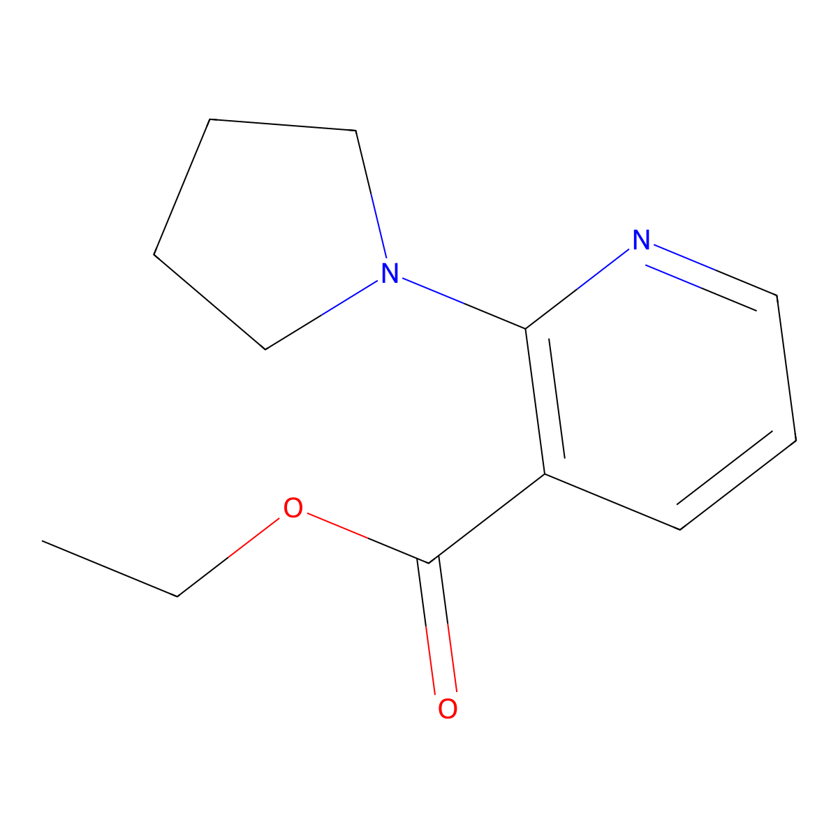 Ethyl 2-(1-pyrrolidinyl)nicotinate molecular structure, CAS 852180-79-1