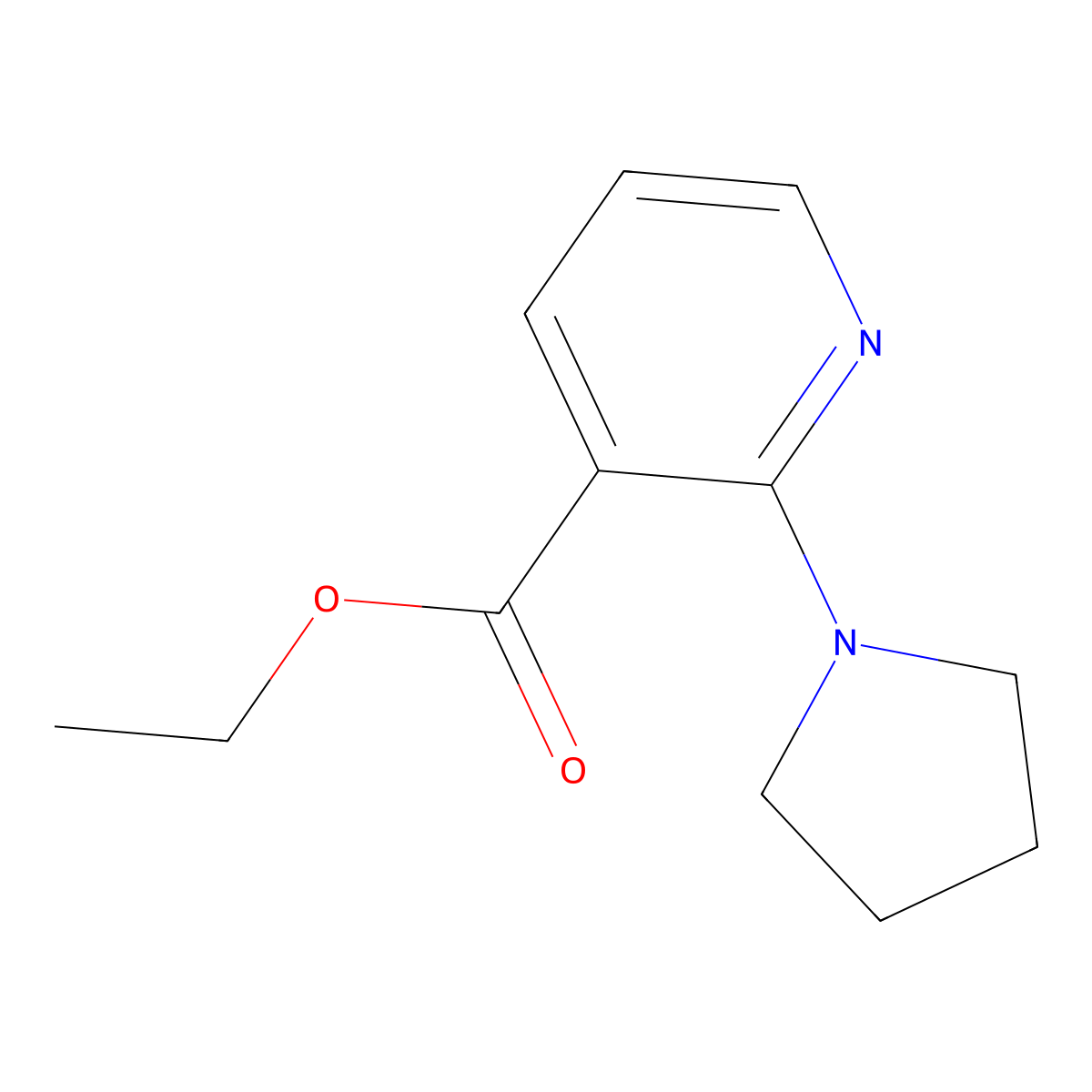 Ethyl 2-(1-pyrrolidinyl)nicotinate molecular structure, CAS 852180-79-1