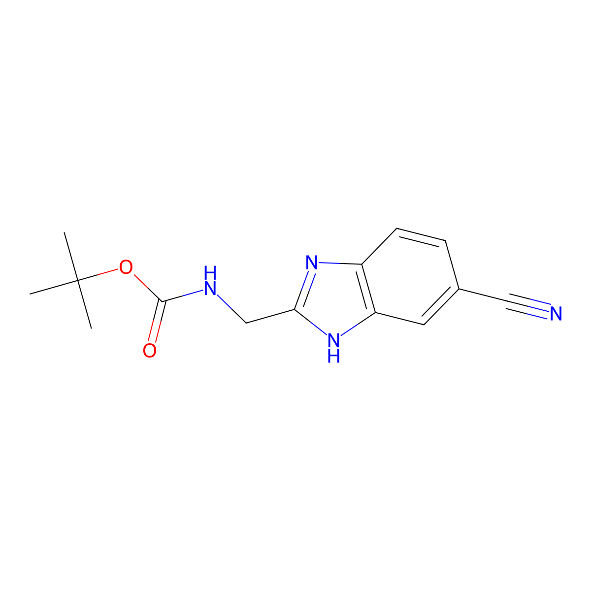 tert-butyl N-[(6-cyano-1H-1,3-benzodiazol-2-yl)methyl]carbamate molecular structure, CAS 852180-82-6