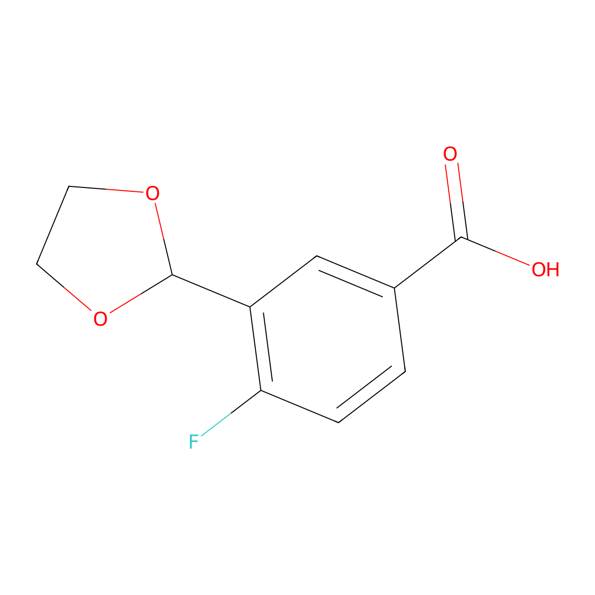 3-(1,3-Dioxolan-2-yl)-4-fluorobenzoic acid molecular structure, CAS 852180-94-0