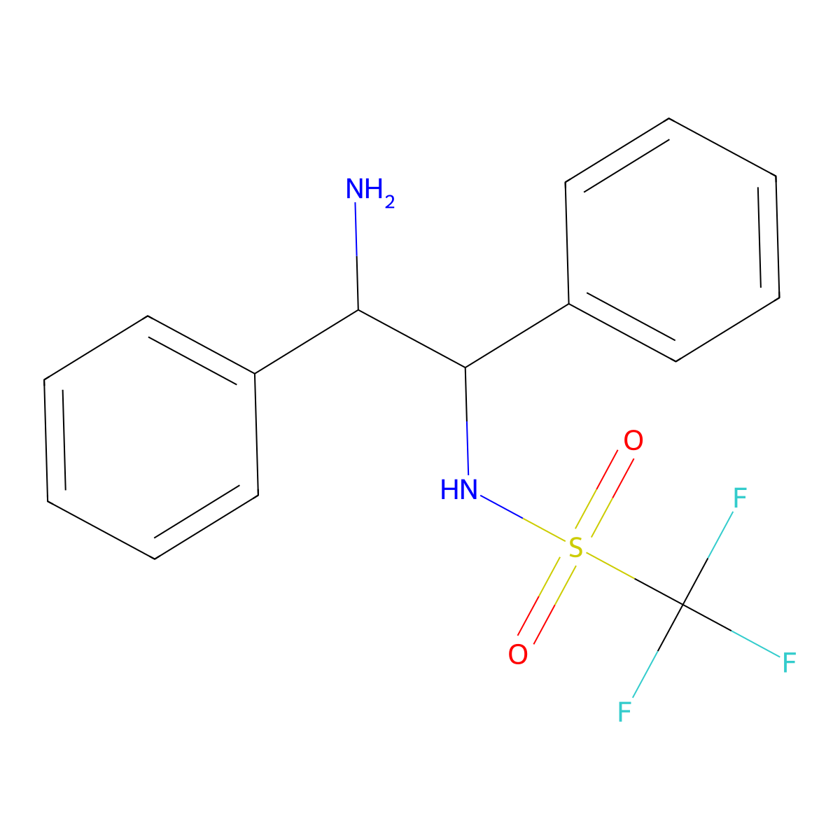 N-[(1R,2R)-2-amino-1,2-diphenylethyl]-1,1,1-trifluoromethanesulfonamide molecular structure, CAS 852212-89-6