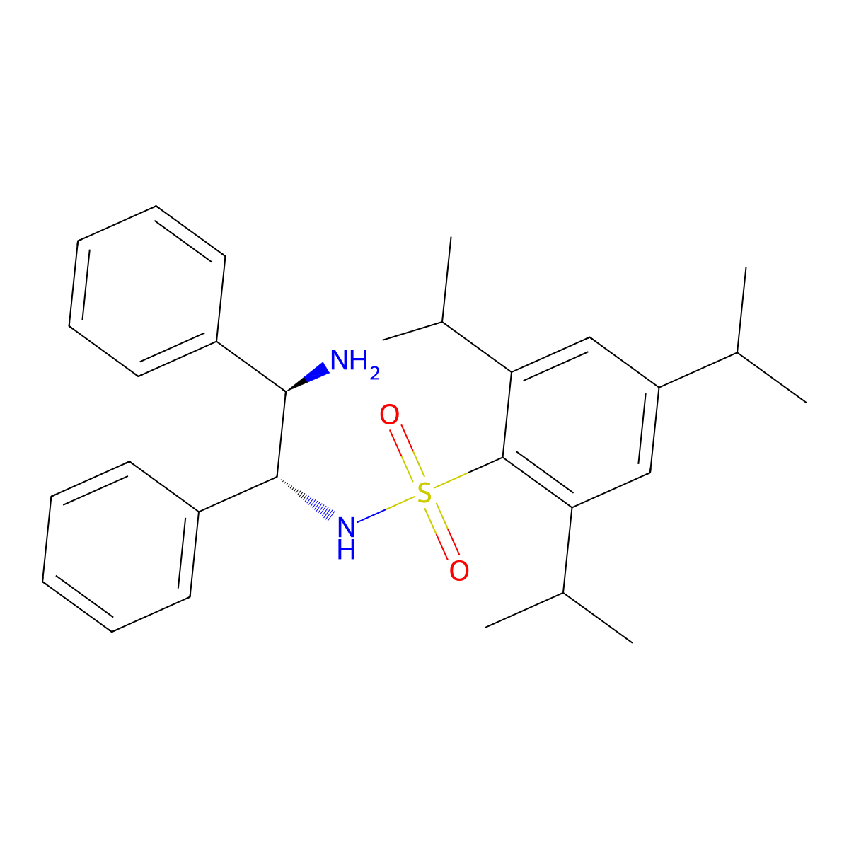 N-((1R,2R)-2-amino-1,2-diphenylethyl)-2,4,6-triisopropylbenzenesulfonamide , (R,R)-TipsDPEN molecular structure, CAS 852212-92-1