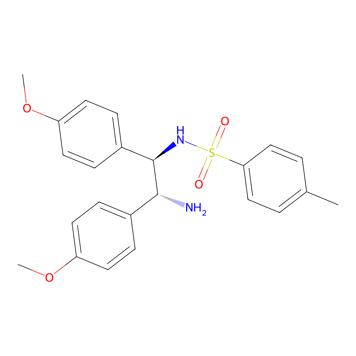 N-((1R,2R)-2-Amino-1,2-bis(4-methoxyphenyl)ethyl)-4-methylbenzenesulfonamide molecular structure, CAS 852212-99-8