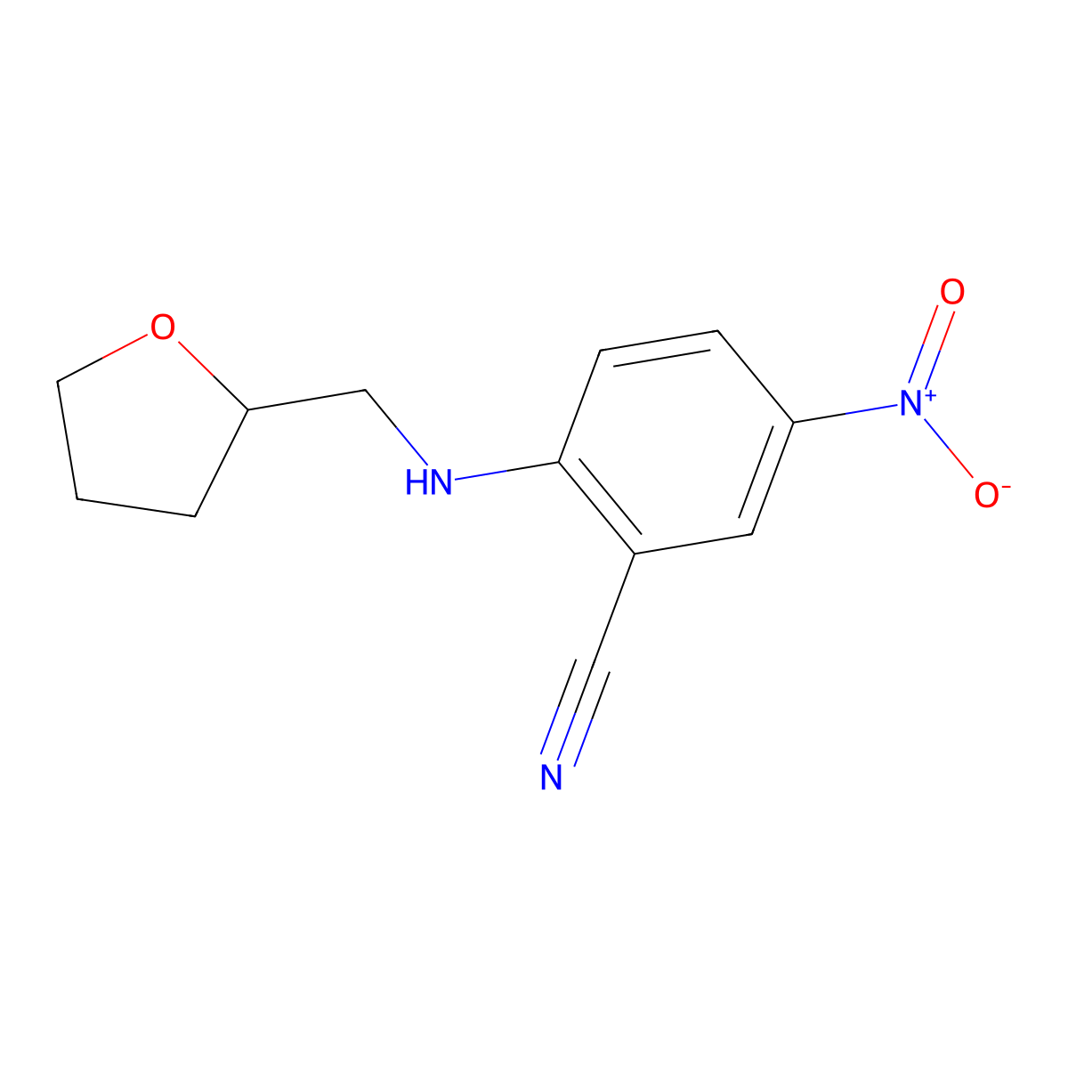 5-Nitro-2-[(tetrahydrofuran-2-ylmethyl)amino]benzonitrile molecular structure, CAS 852216-14-9