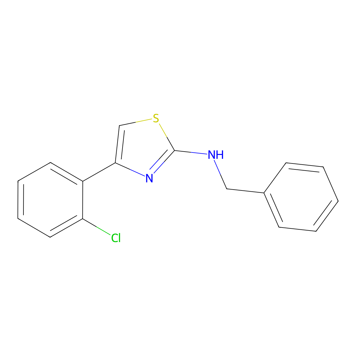 N-benzyl-4-(2-chlorophenyl)-1,3-thiazol-2-amine molecular structure, CAS 852217-68-6