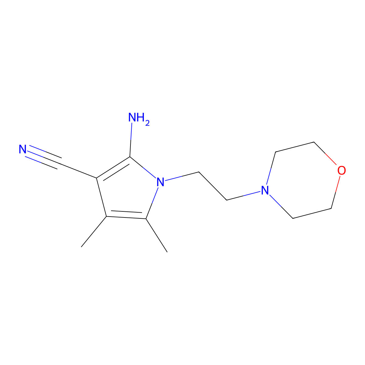 2-amino-4,5-dimethyl-1-[2-(morpholin-4-yl)ethyl]-1H-pyrrole-3-carbonitrile molecular structure, CAS 852217-71-1