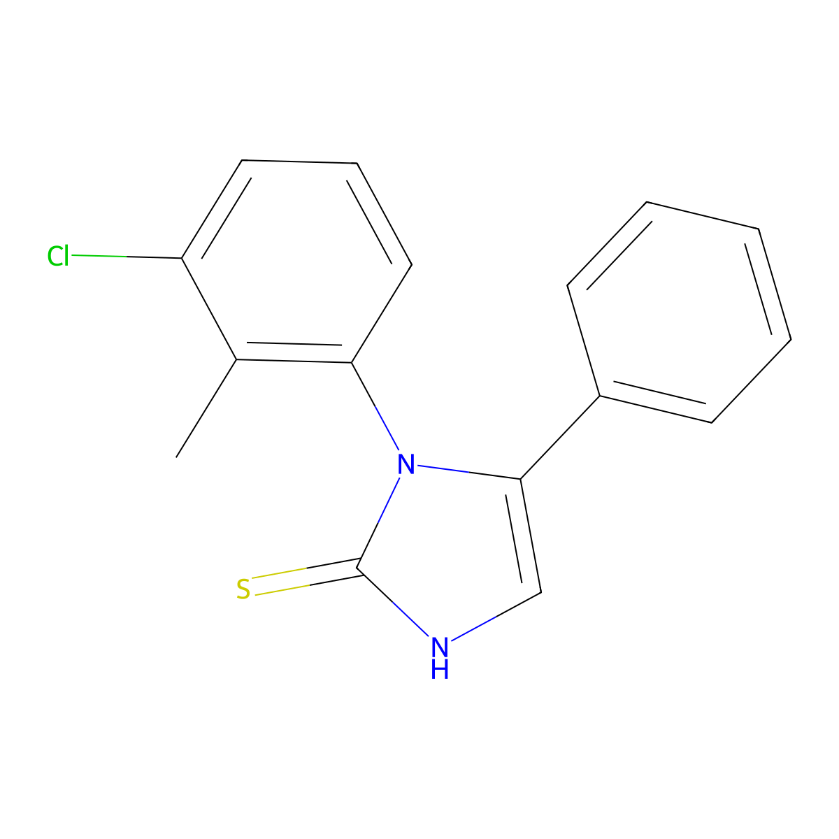 1-(3-chloro-2-methylphenyl)-5-phenyl-1H-imidazole-2-thiol molecular structure, CAS 852217-72-2