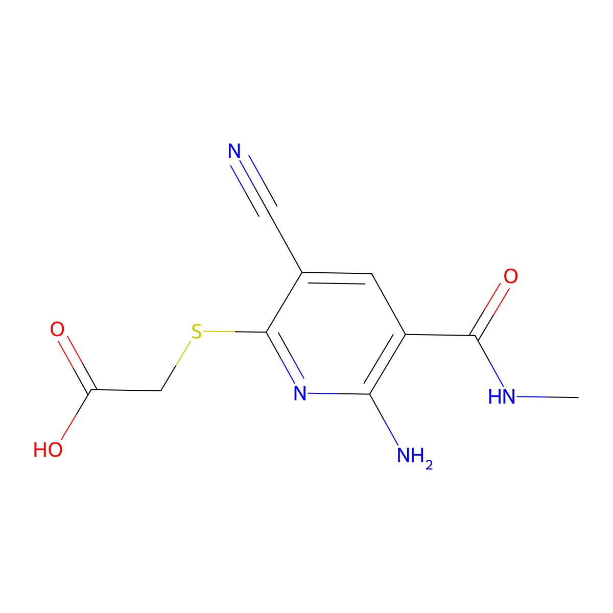 2-{[6-Amino-3-cyano-5-(methylcarbamoyl)pyridin-2-yl]sulfanyl}acetic acid molecular structure, CAS 852217-73-3