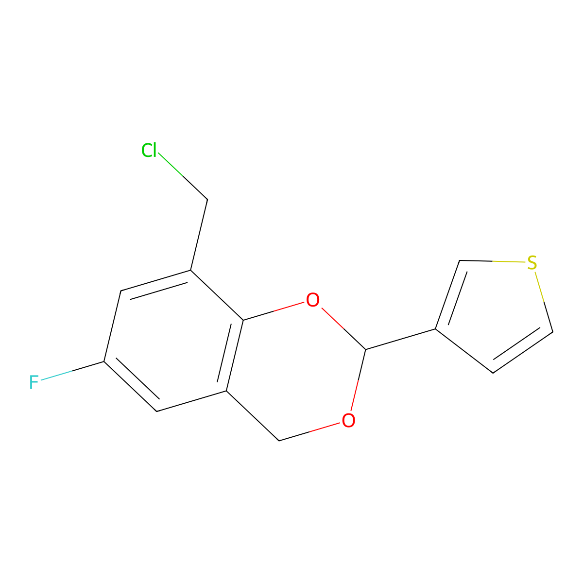 8-(Chloromethyl)-6-fluoro-2-(thiophen-3-yl)-2,4-dihydro-1,3-benzodioxine molecular structure, CAS 852217-74-4