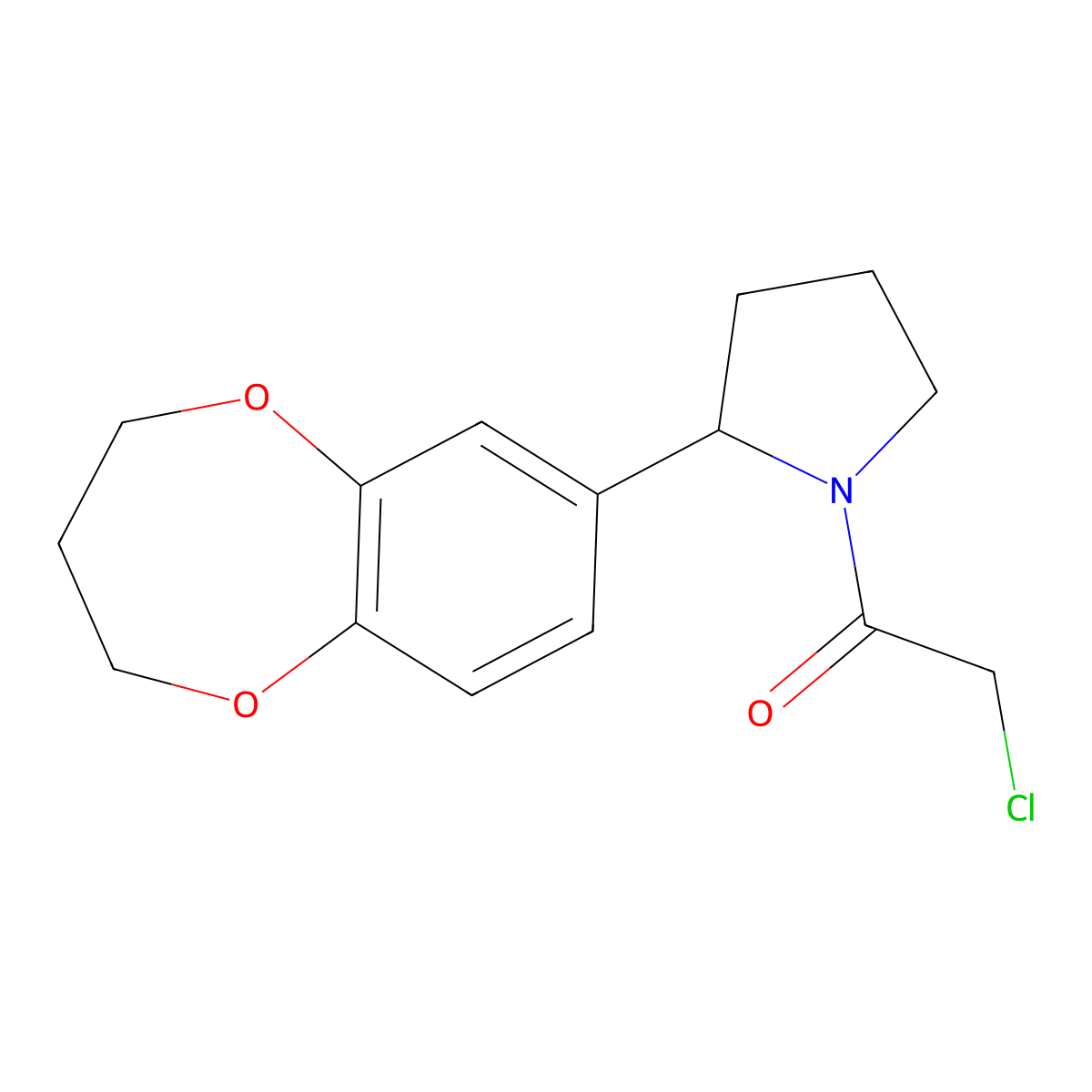 2-chloro-1-[2-(3,4-dihydro-2H-1,5-benzodioxepin-7-yl)pyrrolidin-1-yl]ethan-1-one molecular structure, CAS 852217-75-5