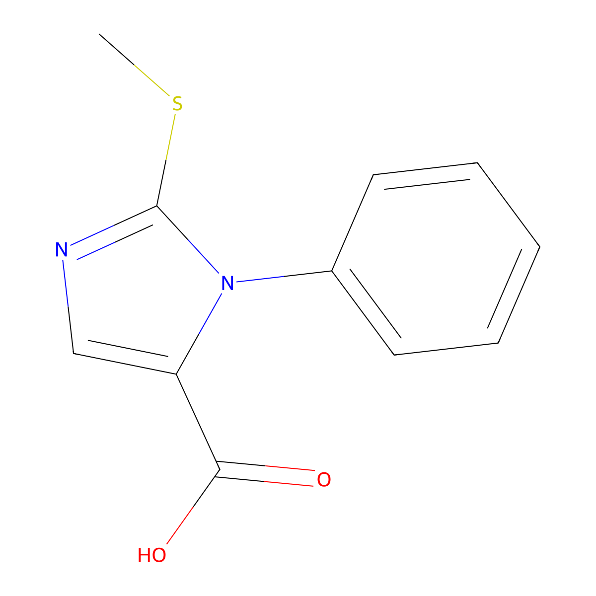 2-(methylsulfanyl)-1-phenyl-1H-imidazole-5-carboxylic acid molecular structure, CAS 852217-76-6