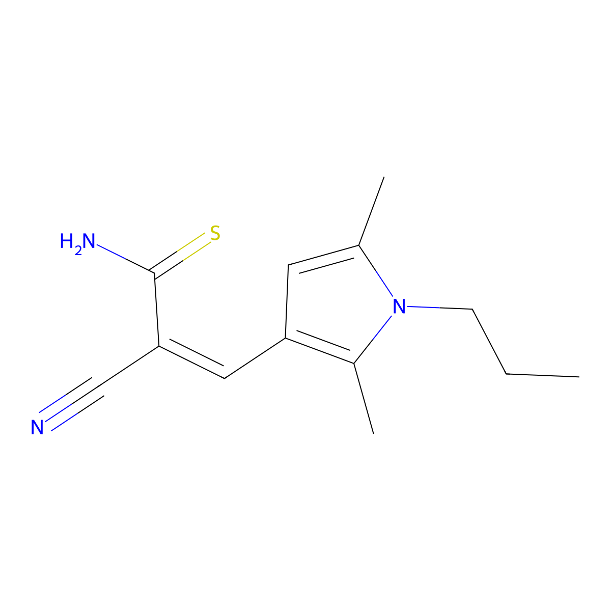 2-cyano-3-(2,5-dimethyl-1-propyl-1H-pyrrol-3-yl)prop-2-enethioamide molecular structure, CAS 852217-78-8