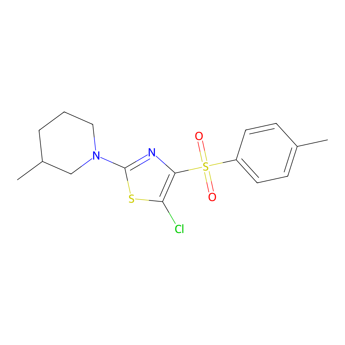 5-Chloro-2-(3-methylpiperidin-1-yl)-4-tosylthiazole molecular structure, CAS 852217-81-3