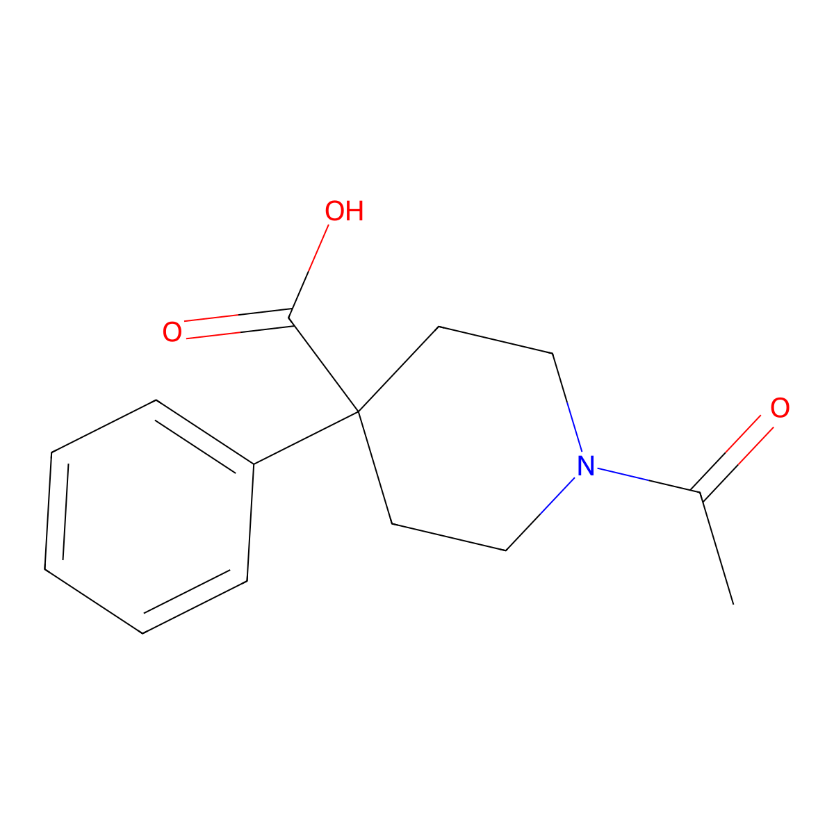 1-Acetyl-4-phenylpiperidine-4-carboxylic acid molecular structure, CAS 852218-14-5
