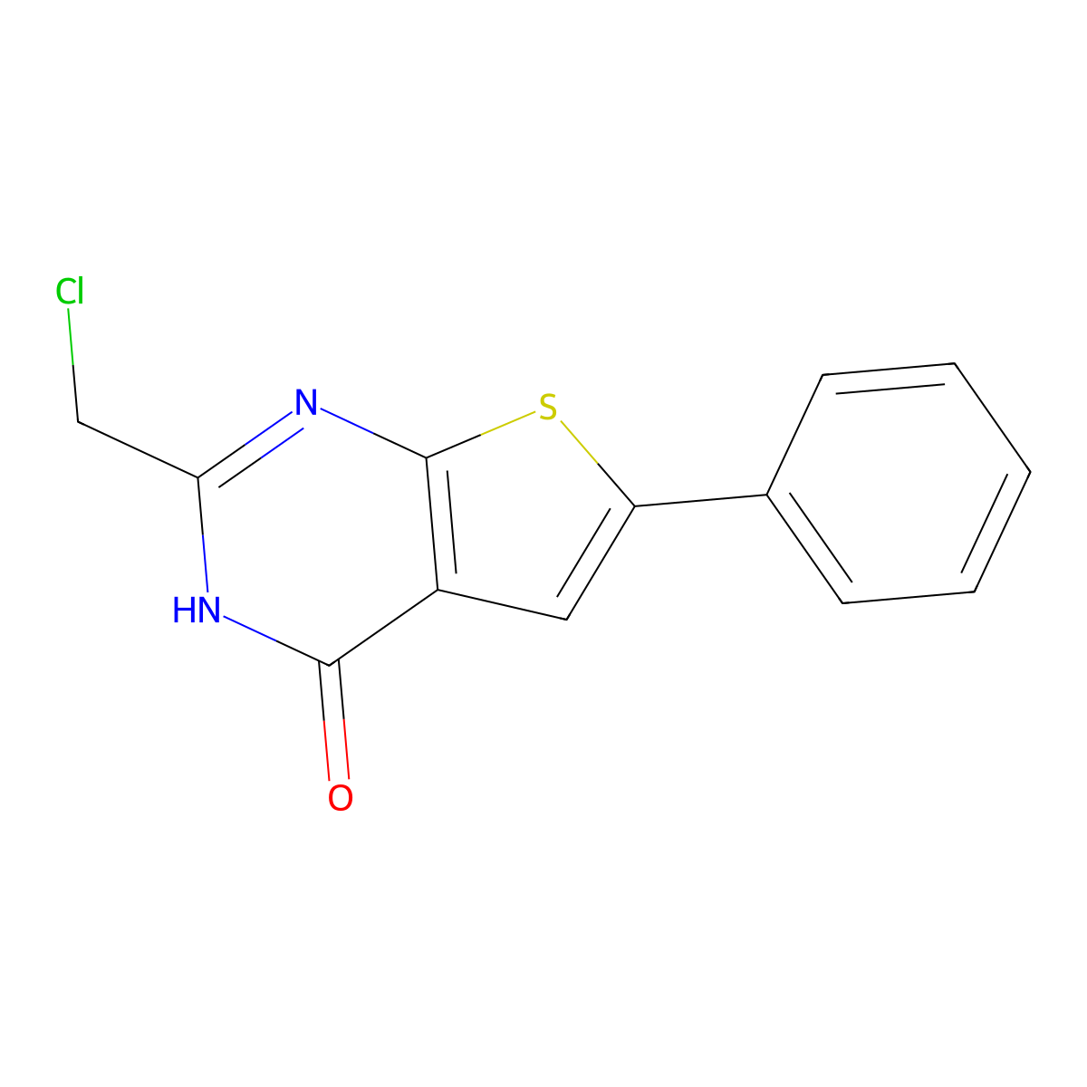 2-(chloromethyl)-6-phenyl-3H,4H-thieno(2,3-d)pyrimidin-4-one molecular structure, CAS 852218-16-7