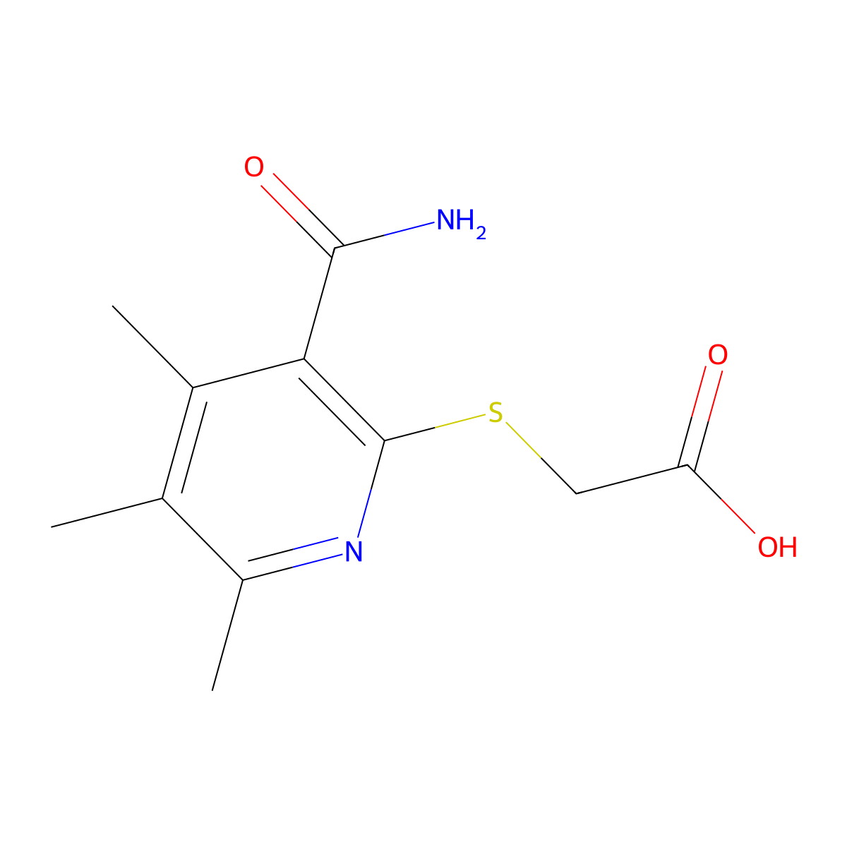 2-[(3-Carbamoyl-4,5,6-trimethylpyridin-2-yl)sulfanyl]acetic acid molecular structure, CAS 852218-22-5