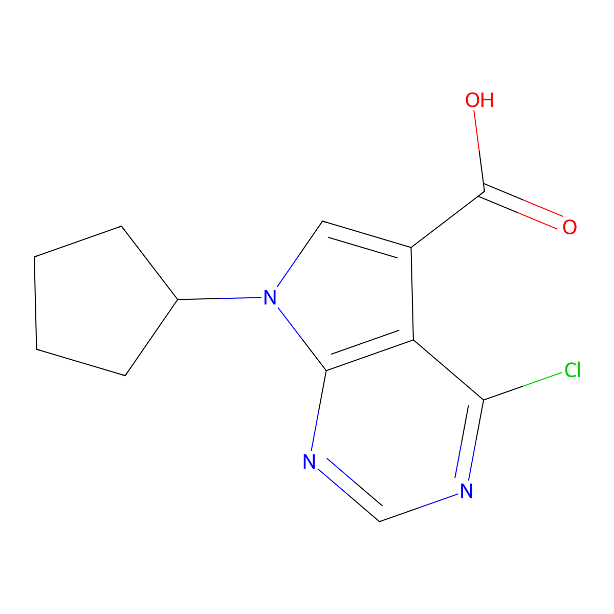 4-Chloro-7-cyclopentyl-7H-pyrrolo[2,3-D] pyrimidine-5-carboxylic acid molecular structure, CAS 852219-10-4