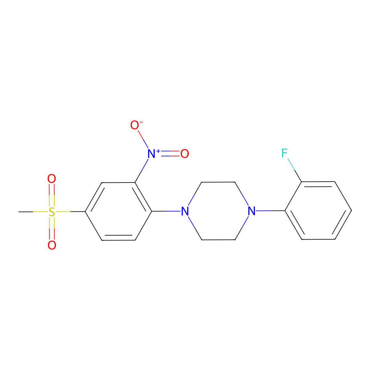 1-(2-Fluorophenyl)-4-(4-(methylsulfonyl)-2-nitrophenyl)piperazine molecular structure, CAS 852225-19-5