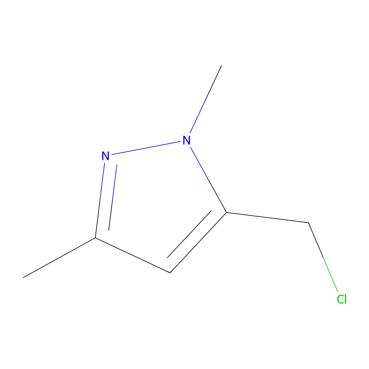 5-(chloromethyl)-1,3-dimethyl-1H-pyrazole molecular structure, CAS 852227-86-2