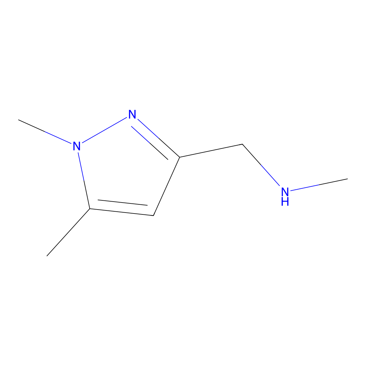 1-(1,5-dimethyl-1H-pyrazol-3-yl)-N-methylmethanamine molecular structure, CAS 852227-88-4