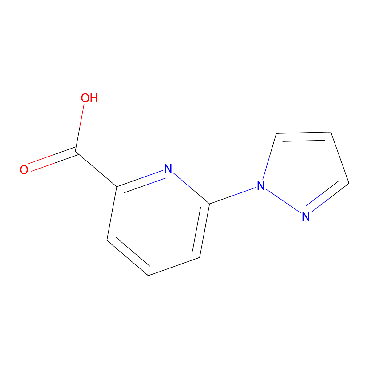 6-(1H-pyrazol-1-yl)pyridine-2-carboxylic acid molecular structure, CAS 852227-98-6